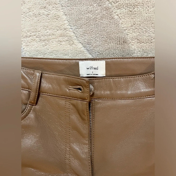 Aritzia Wilfred Brown Leather Pants size 2 - Picture 4 of 5